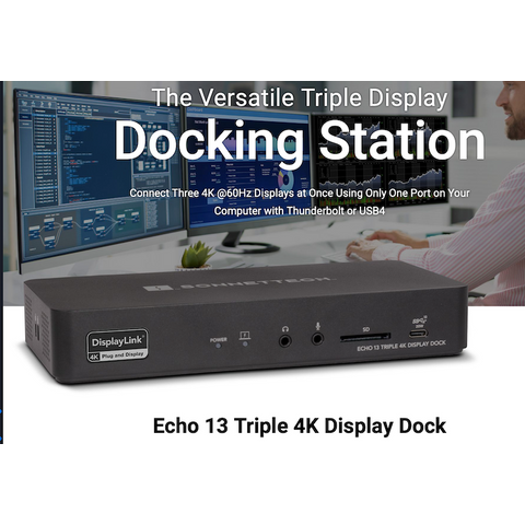 SONNET Echo 13 Triple 4K Display Dock for Thunderbolt Computers Dockningsstation