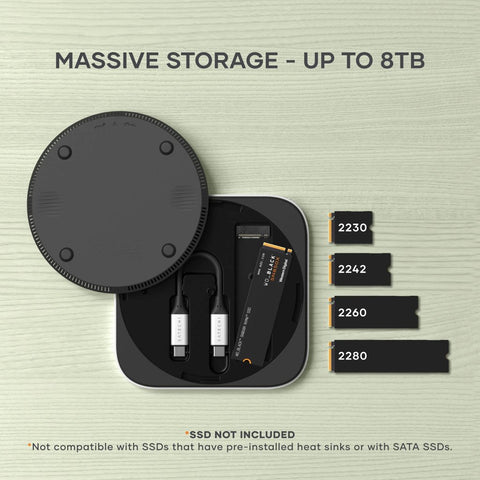 Satechi USB4 Slim NVMe SSD-kabinett är plug-and-play redo.