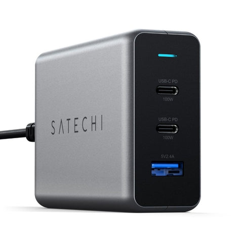 Satechi 100W GaN PD-reseladdare. Med 2 Usb-c och Usb-a