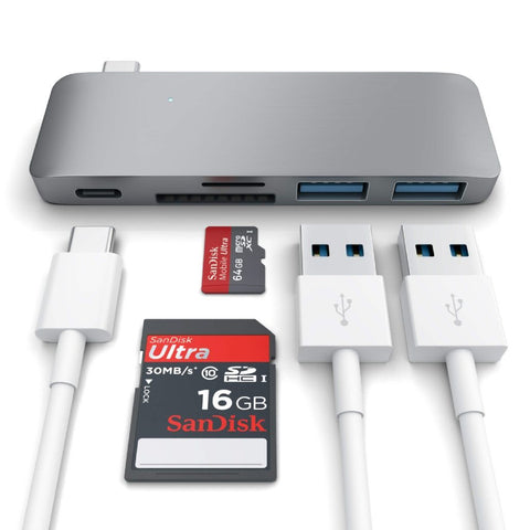 satechi type-c pass through usb hub with usb-c charging port