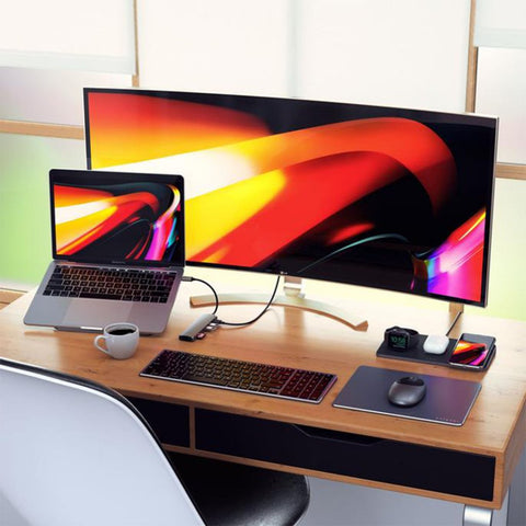 Satechi Slim USB-C MultiPort m. Ethernet - HDMI, USB 3.0 portar samt kortläsare Adapter Satechi Slim USB-C MultiPort m. Ethernet - HDMI, Samt kortläsare