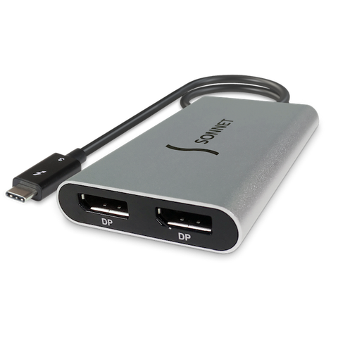 SONNET Thunderbolt 3 to Dual DisplayPort Adapter space grey