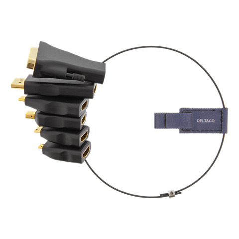 DELTACO OFFICE HDMI adapter ring, mDP, DP, USB-C, DVI, HDMI mini/micro, svart Kabel 