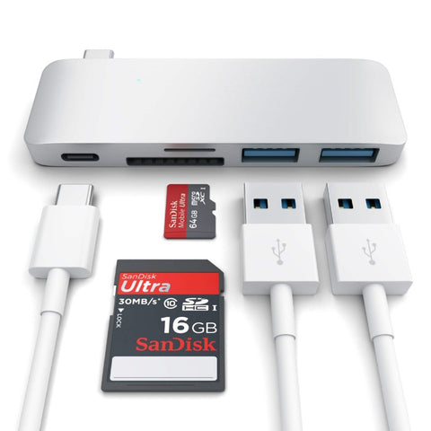 Satechi USB-C Pass Through USB Hub – 3-i-1 hub Tillbehör satechi type-c pass through usb hub with usb-c charging port