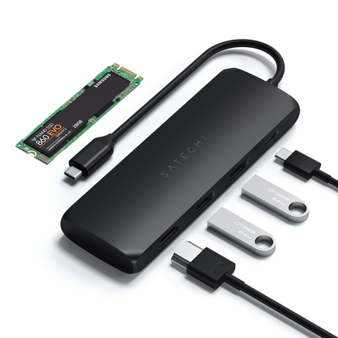 Satechi USB-C HYBRID med inbyggd möjlighet till SSD-lagring Tillbehör Satechi USB-C HYBRID SSD-lagring - USB-C Lagring